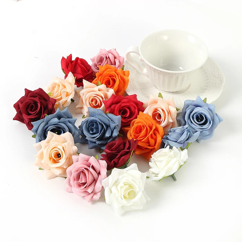5/10Pcs Silk Rose Artificial Flower Heads – Wedding & Home Decor Artificial Flower Heads Babs
