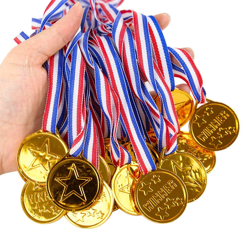 Gold Plastic Award Medals Kids Party Favors – 10/20 Pack Kids Party Medals Babs Gold 10pcs