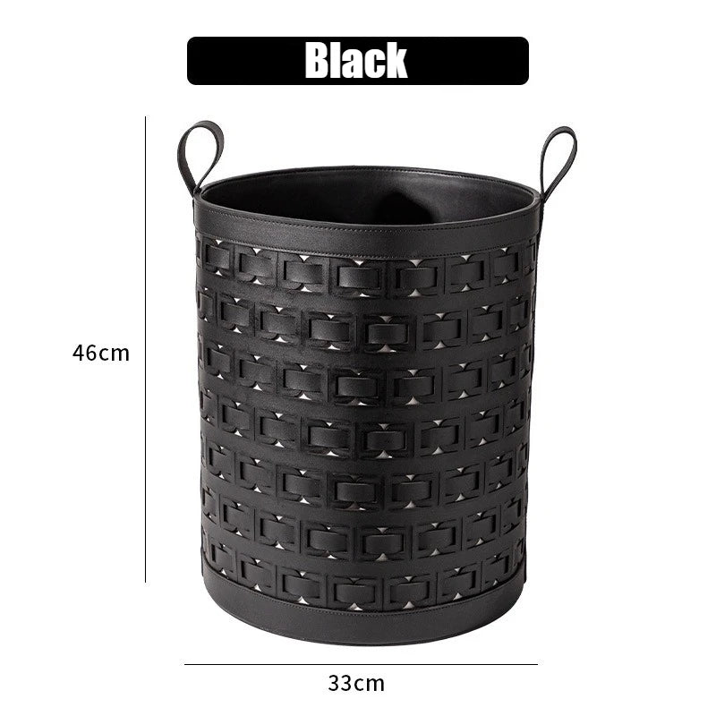 Leather Laundry Basket – Large Portable Home Storage Bin Laundry Storage Basket Babs Big Black