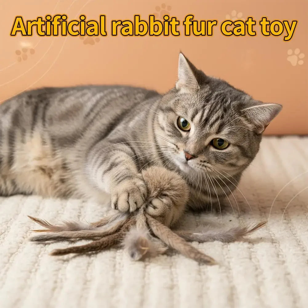 Faux Rabbit Fur Cat Toy – Interactive Hunting Plush Toy Interactive Cat Toy Babs
