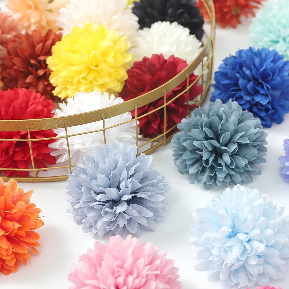 10 Pcs Orange Silk Chrysanthemum Artificial Flower Heads Decor Artificial Flower Heads Babs