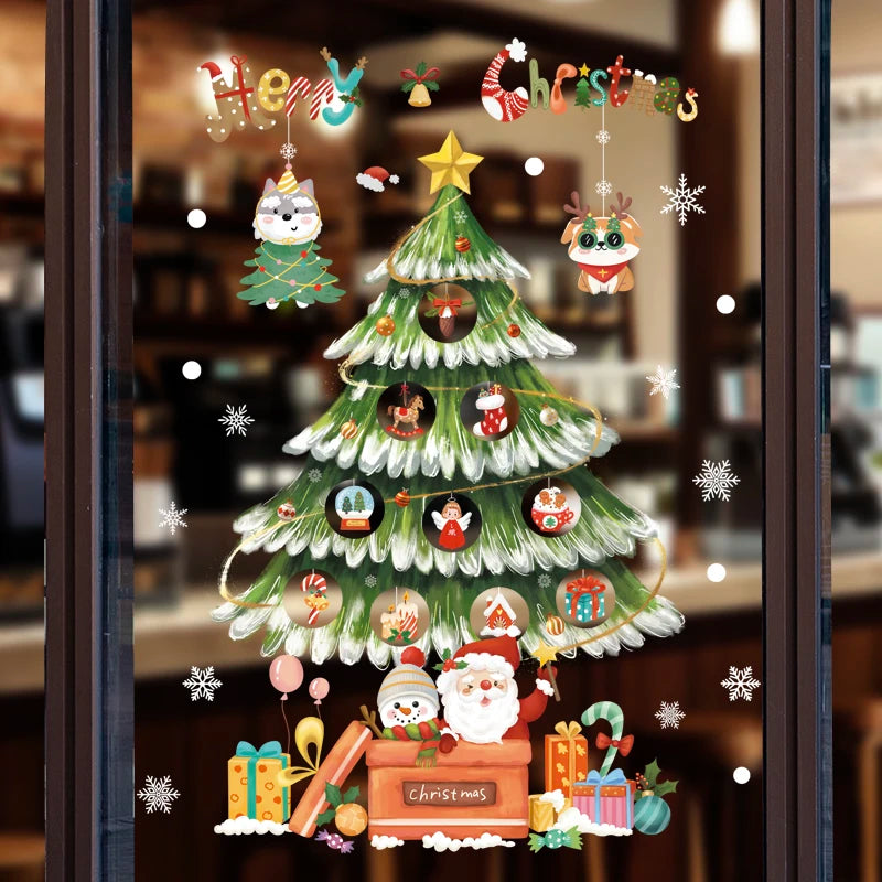Christmas Window Stickers – Santa, Snowflake & Xmas Tree Decals Holiday Wall Decals Babs