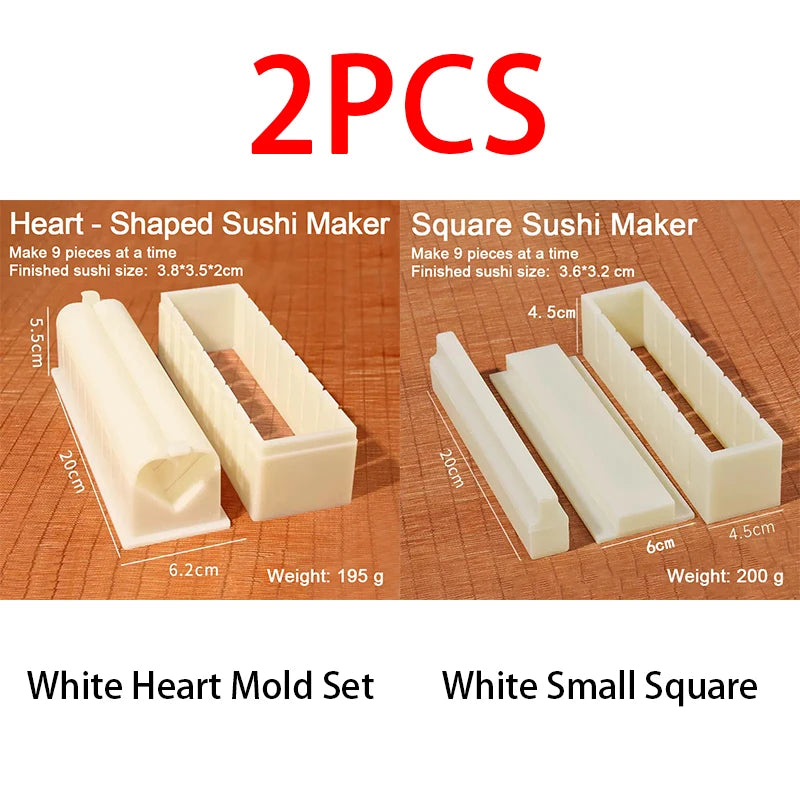 Sushi Maker Mold Set – Round, Square & Heart Onigiri Molds Sushi Mold Set Babs 2pcs-Heart Square