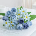 Silk Rose Artificial Flower Bouquet – Wedding & Home Décor Artificial Flower Bouquet Babs Blue 1PC