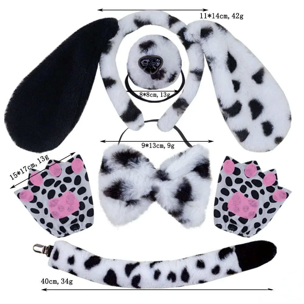 Spotted Dog Anime Cosplay Costume Set – Ears, Tail, Skirt & Nose Cosplay Costume Set Babs set 6 suit kids and adult