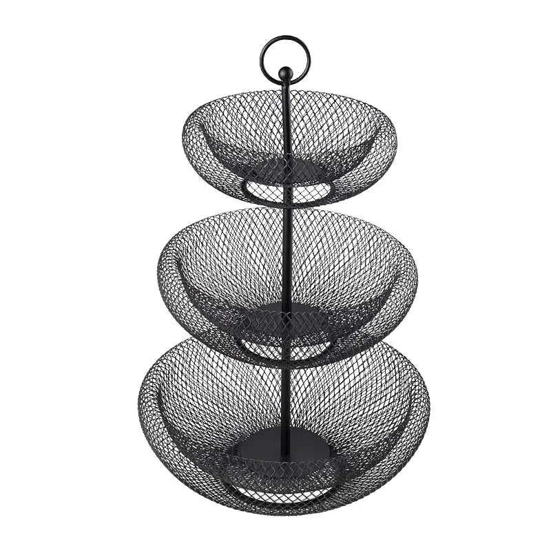 Nordic 3-Tier Iron Fruit Basket | Modern Home Storage Plate Tiered Fruit Basket Babs