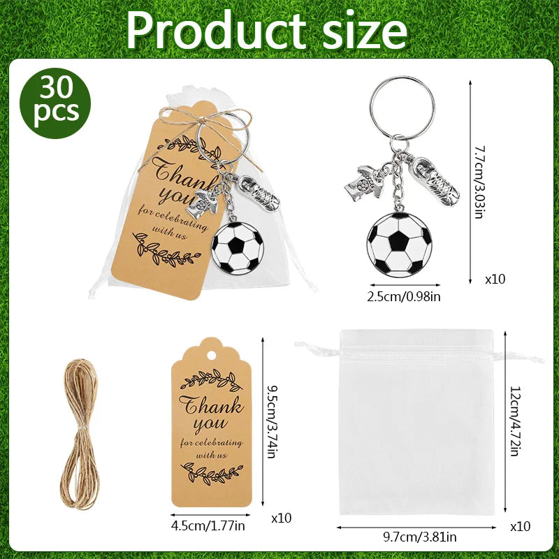 10-Set Football Keychain Party Favors with Thank You Cards Party Favor Set Babs