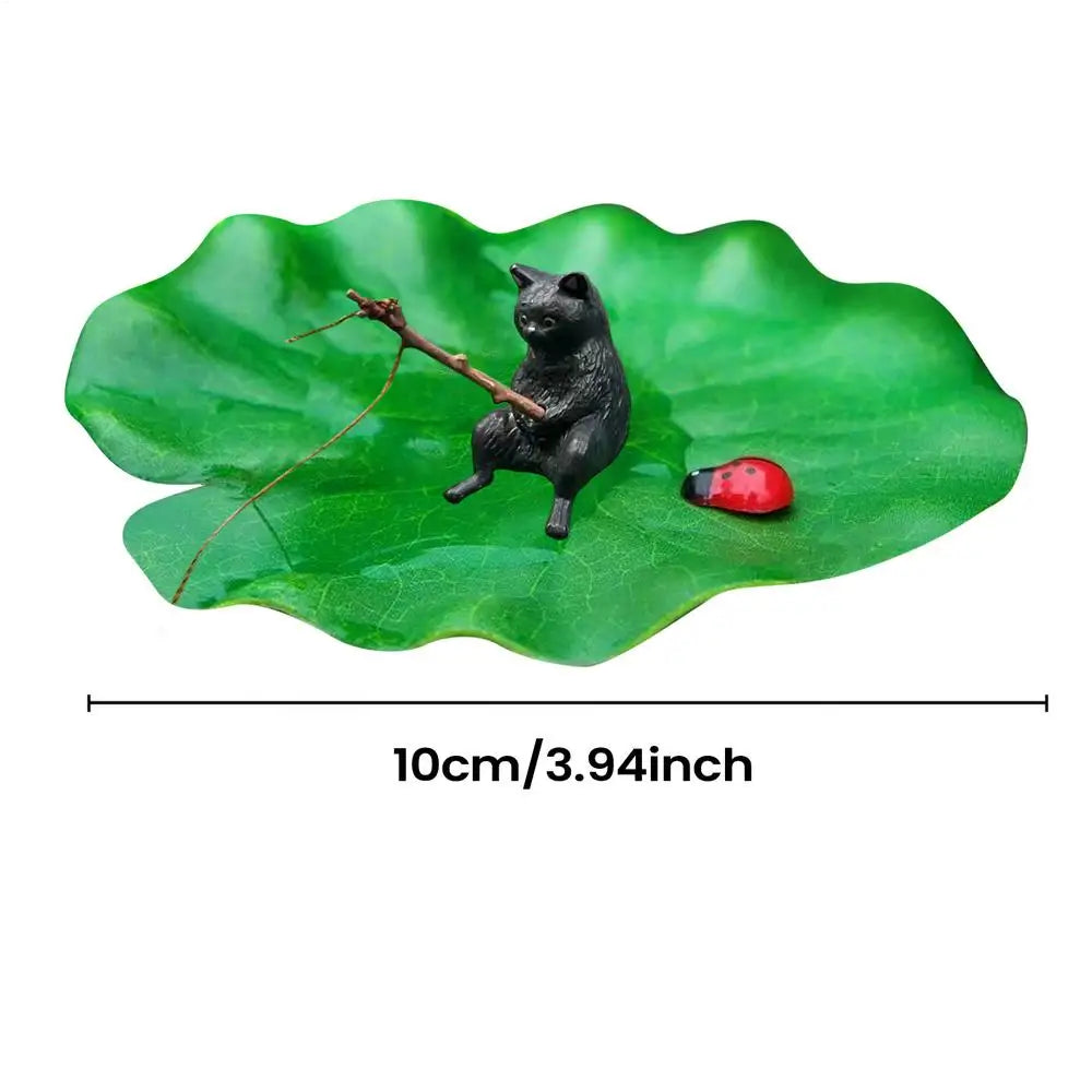 Lily Pad Fishing Cat Floating Aquarium Ornament | Resin Aquarium Ornament Babs 06