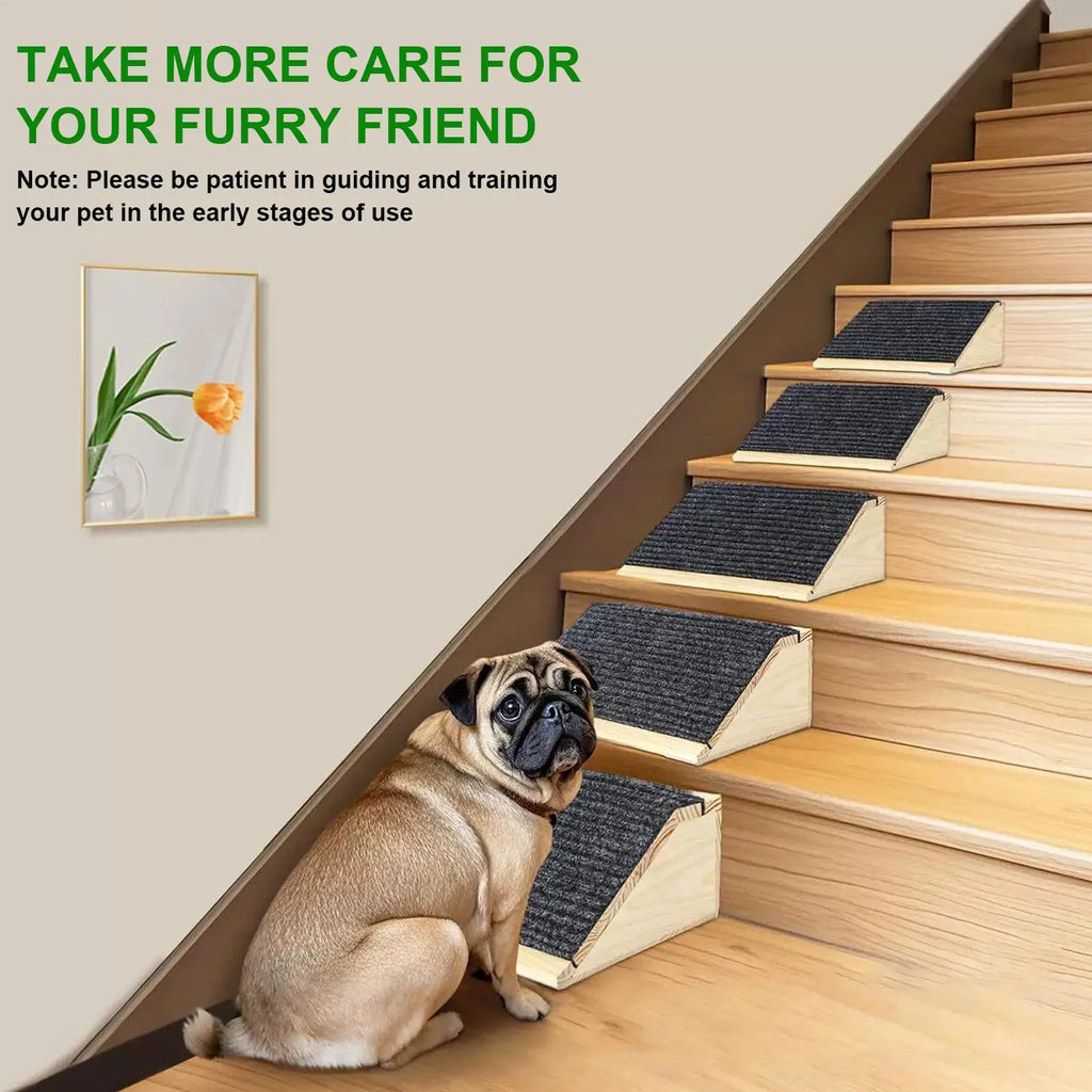 Non-Slip Wooden Dog Stairs & Pet Ramp for Bed & Sofa Pet Stair Ramp Babs