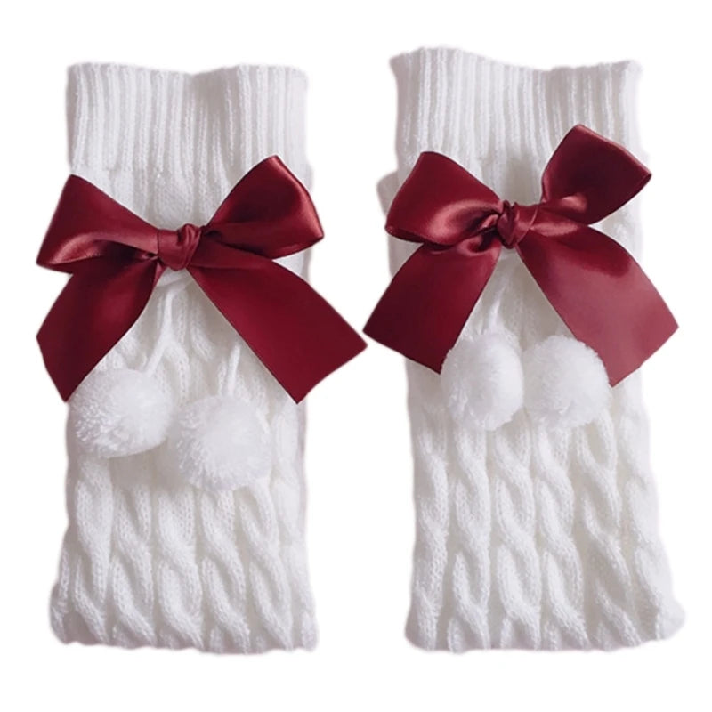 Japanese Preppy Cable Knit Leg Warmers – Bow & Plush Ball Knit Leg Warmers Babs
