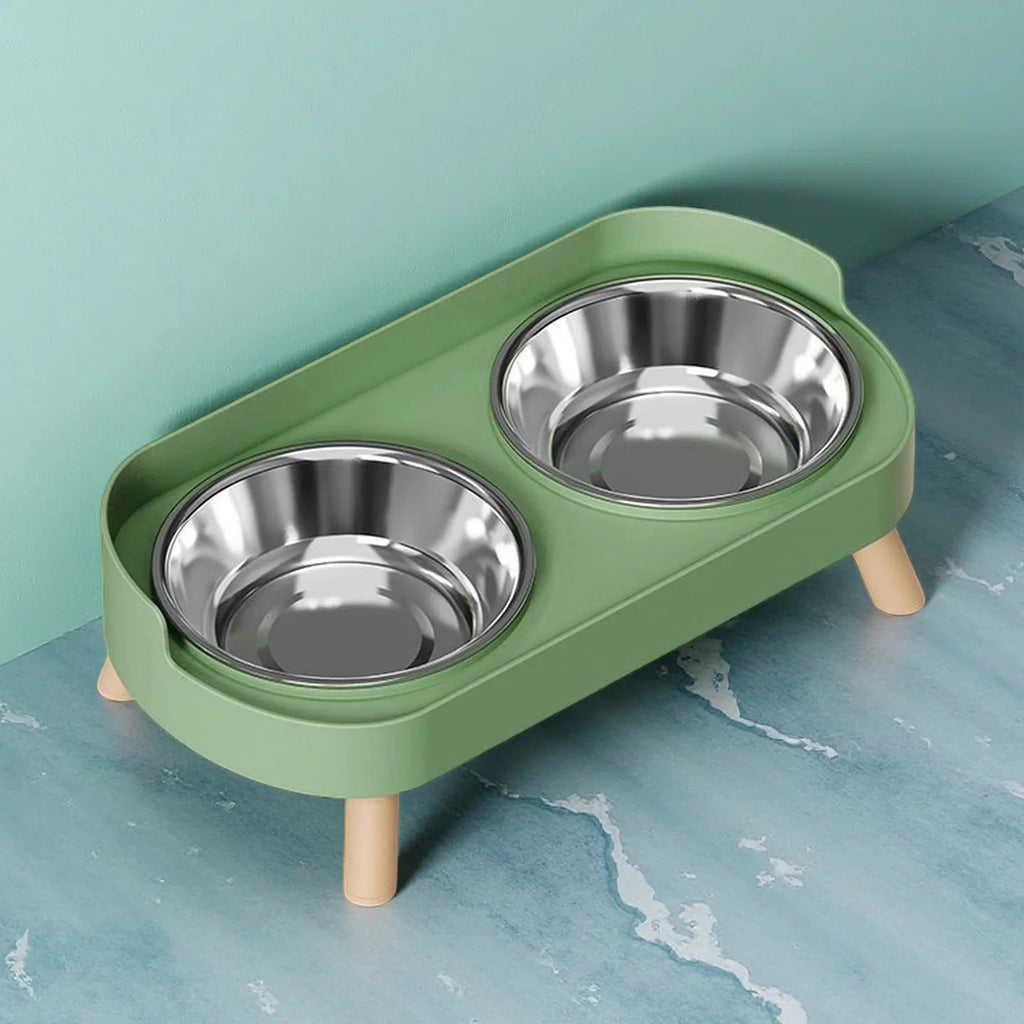 Elevated Pet Feeder – Dual Stainless Steel Bowls & Colorful Stand Elevated Pet Feeder Babs Green Stainless