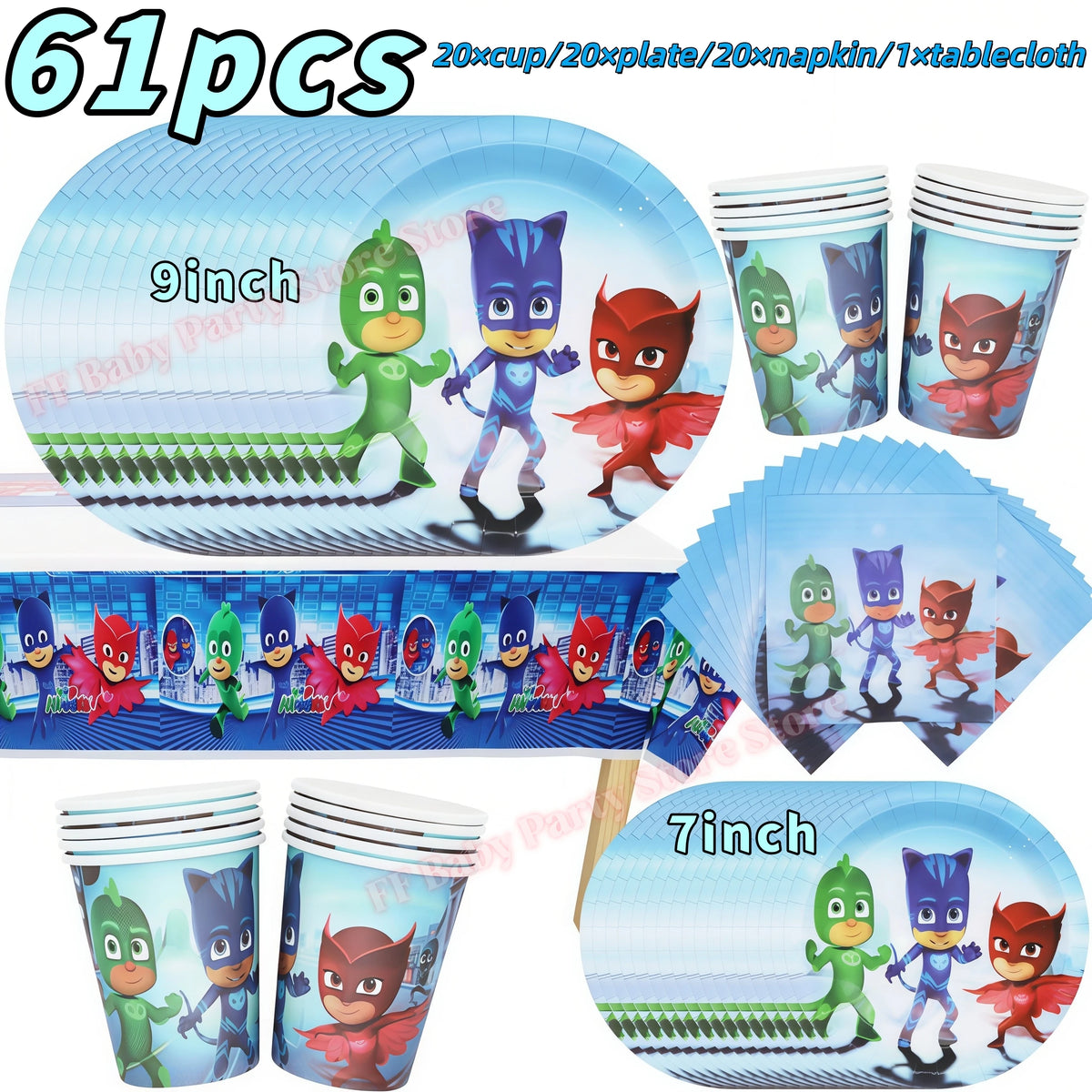 Superhero Birthday Party Supplies – Plates, Cups, Balloons & Banner Party Decoration Set Babs 61pcs 1