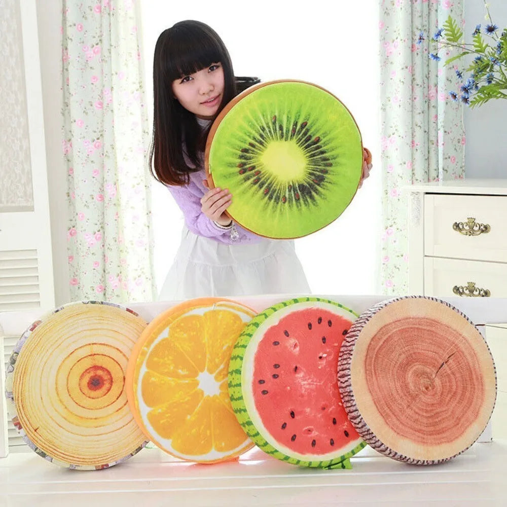 Round Fruit Print Chair Cushion – Soft PU Foam Seat Pad 13" Round Chair Cushion Babs