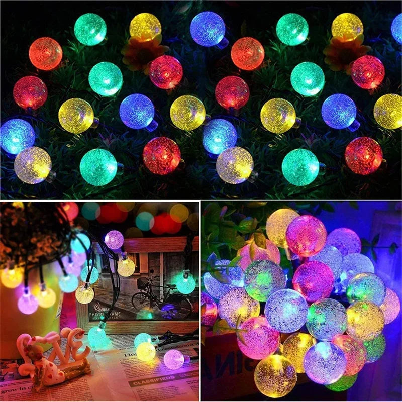 Solar String Lights 60 LED Crystal Globe Outdoor 8 Modes Solar String Lights Babs