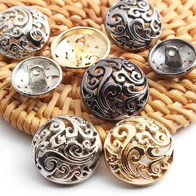10 Retro Hollowed Metal Shank Buttons 15/25mm – DIY Sewing Decorative Sewing Buttons Babs