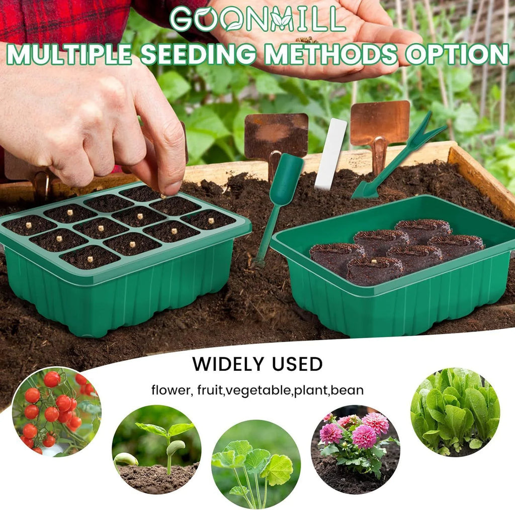 Seed Starter Tray with Grow Light & Humidity Dome – 2-Kit Set Seed Starter Kit Babs