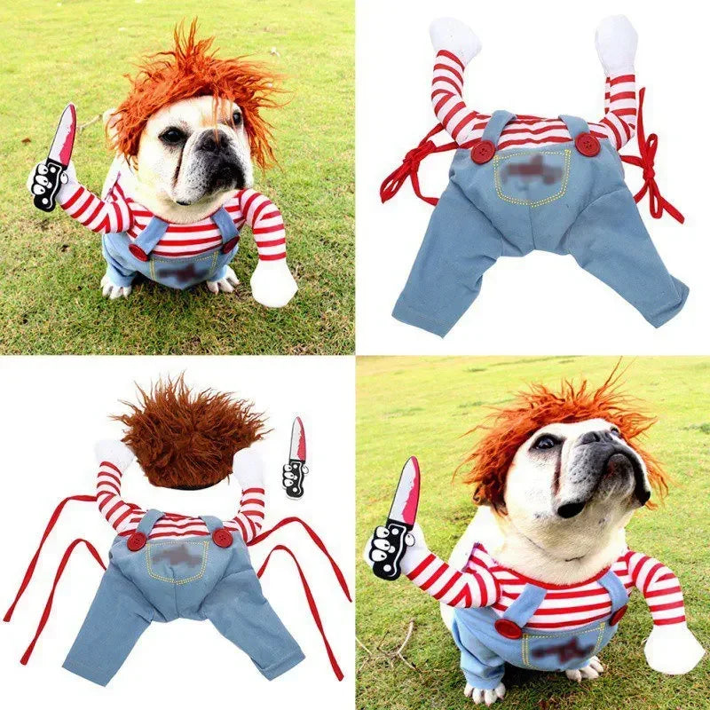 Halloween Deadly Doll Dog Costume Set – Funny Pet Outfit Pet Costume Set Babs