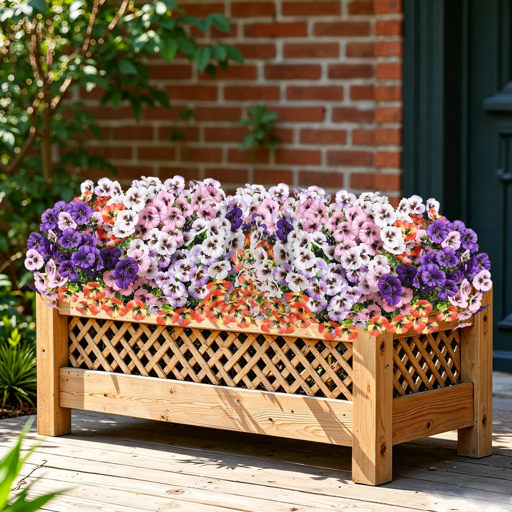 Silk Artificial Pansy Bouquet 35cm | Fake Flowers Home & Wedding Artificial Flower Bouquet Babs