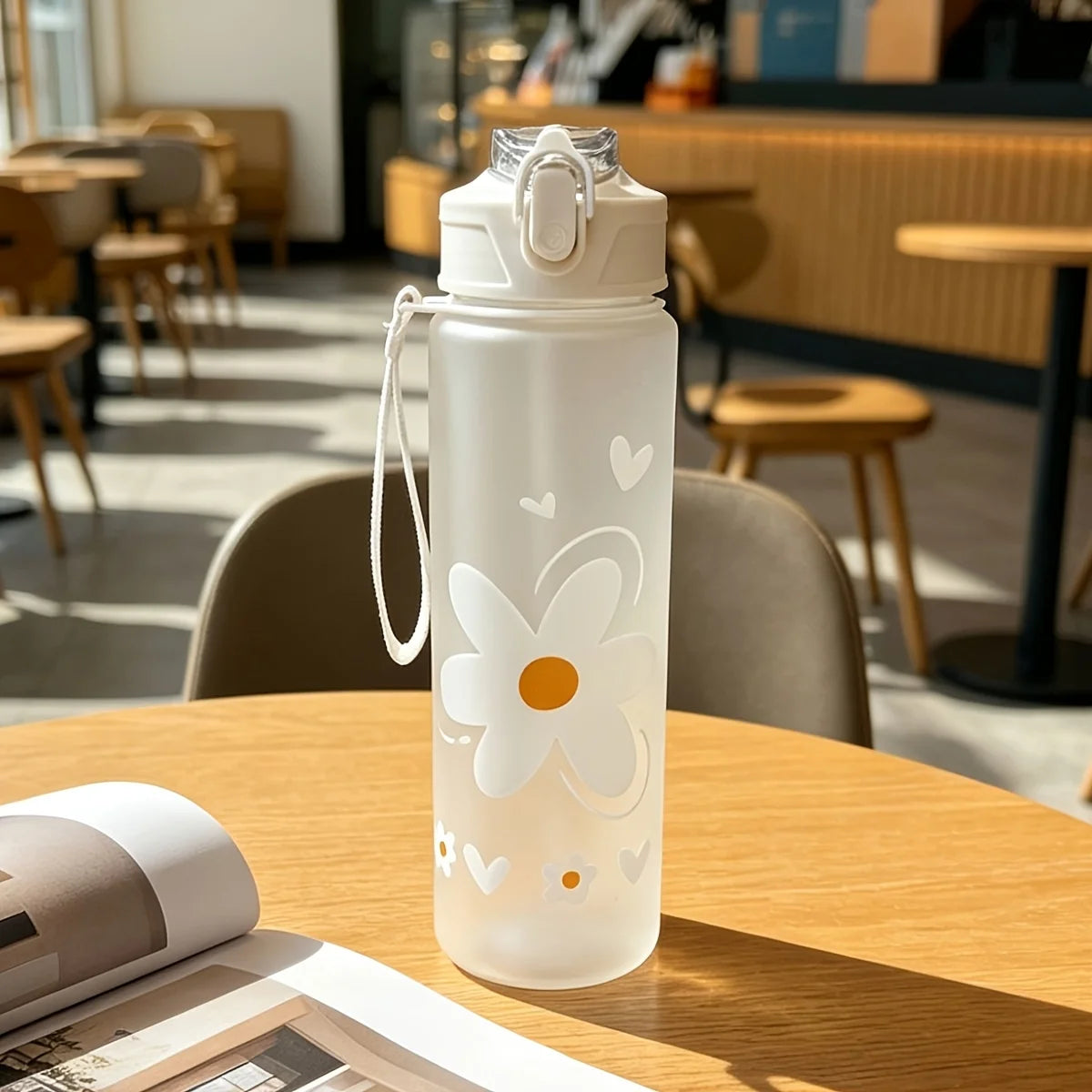 750ml Daisy Straw Water Bottle – Travel & Camping Mug Straw Water Bottle Babs