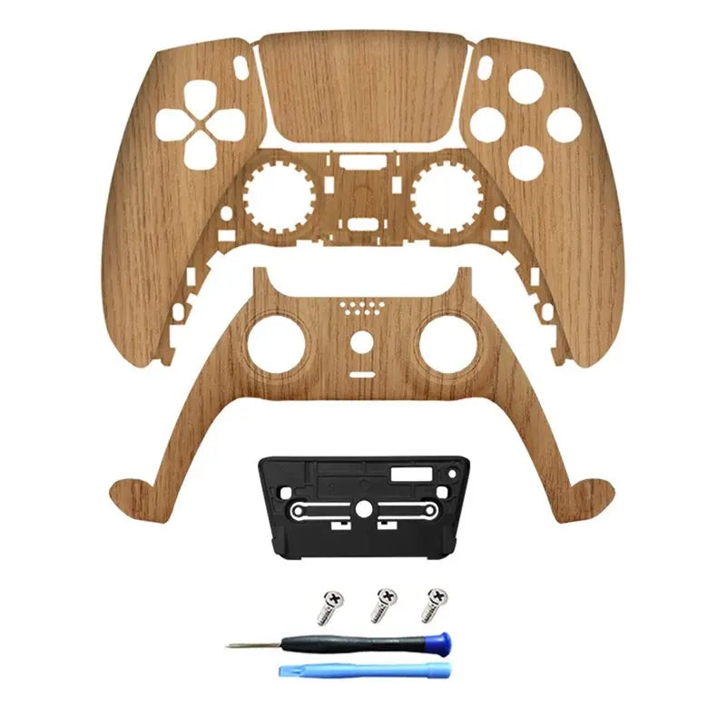 PS5 Controller Front Shell Wood Grain – BDM-010 to 050 Replacement Controller Replacement Shell Babs Wood Grain Color