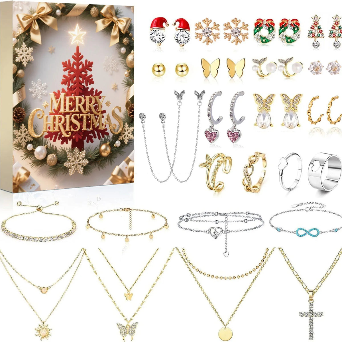 24-Day Jewelry Advent Calendar – Bracelets, Earrings & Rings Jewelry Advent Calendar Babs Gold One Size
