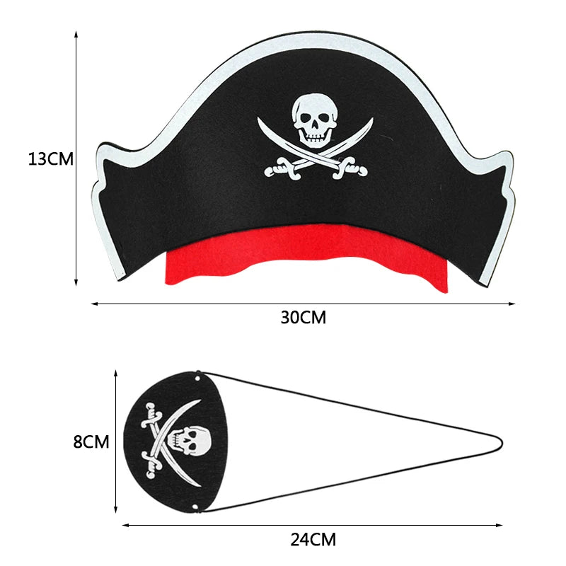 12-Pc Pirate Hat & Eye Patch Set – Halloween & Party Costume Costume Accessory Set Babs