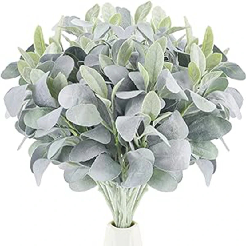 10Pcs Faux Lamb's Ear Greenery Stems – Wedding & DIY Floral Picks Artificial Greenery Stems Babs