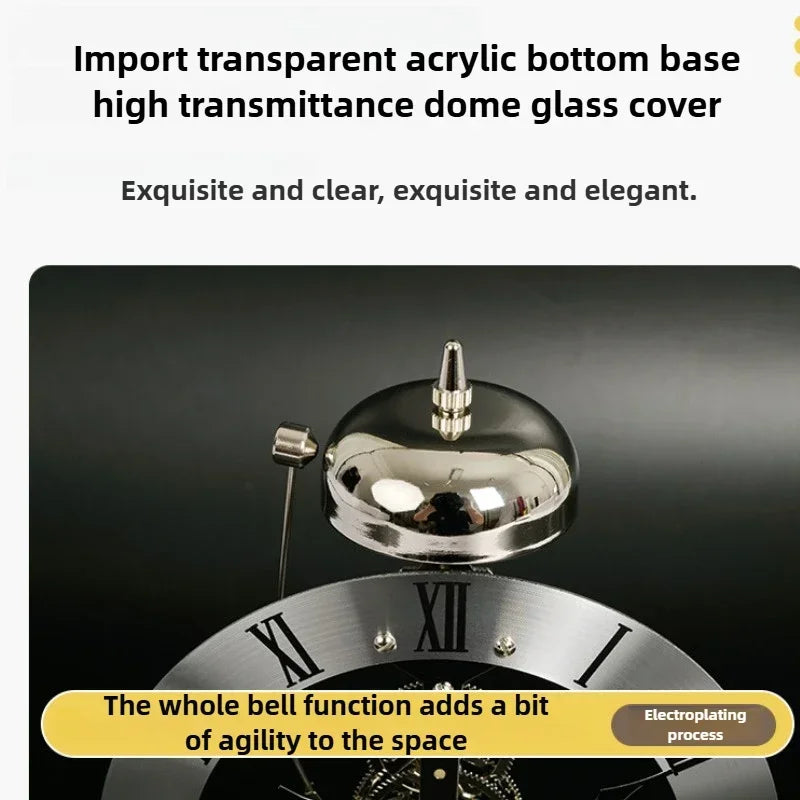 Nordic Retro Mechanical Desk Clock | Silent Metal & Glass Décor Mechanical Desk Clock Babs
