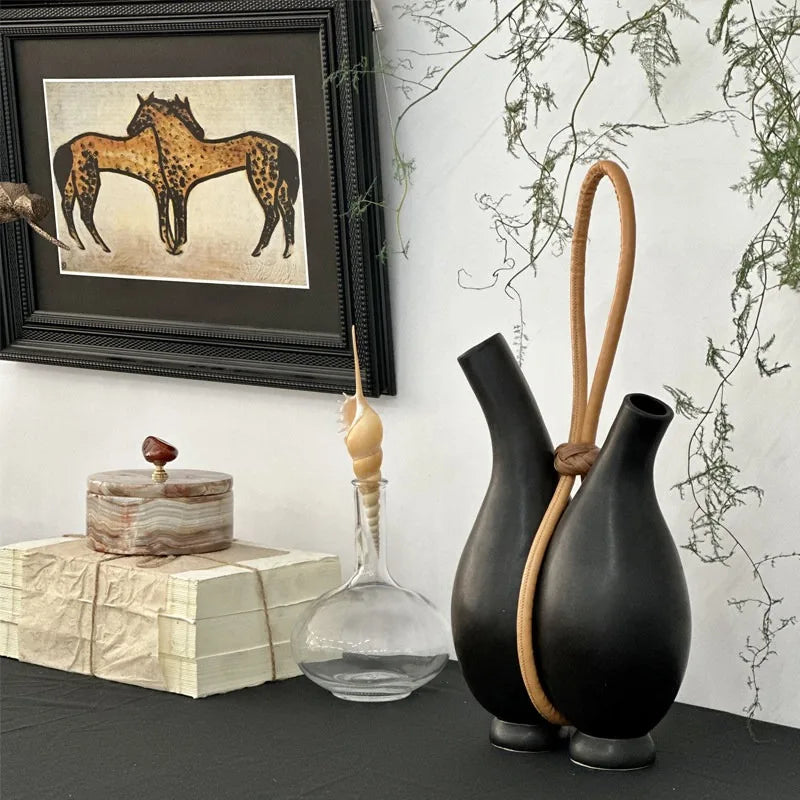 Modern Luxury Rope Resin Decorative Vase – Black 43cm Decorative Vase Babs