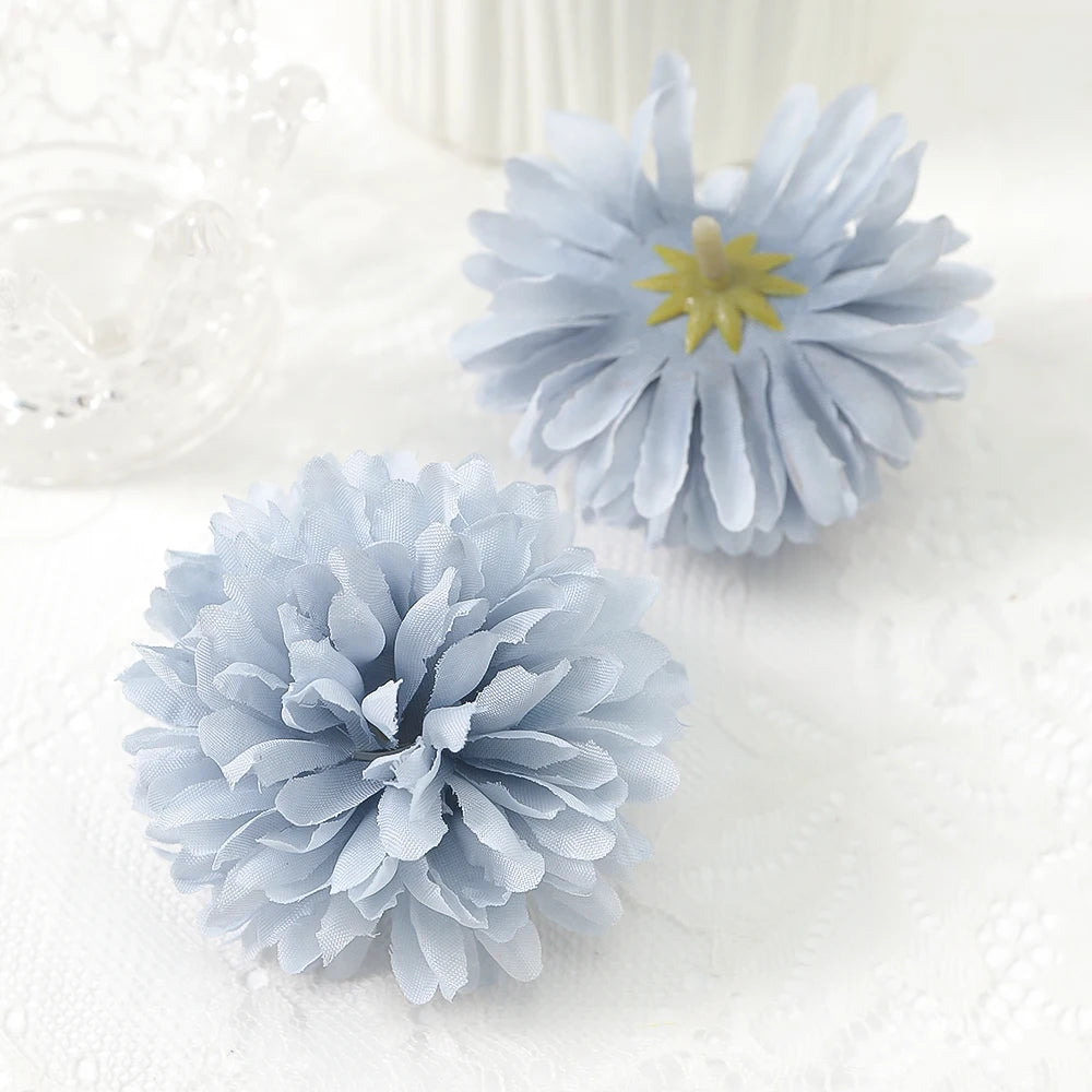10 Pcs Orange Silk Chrysanthemum Artificial Flower Heads Decor Artificial Flower Heads Babs Haze Blue 10Pcs