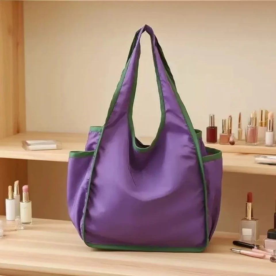 Reusable Foldable Grocery Tote Bags with Zipper Pouch Reusable Tote Bags Babs Purple
