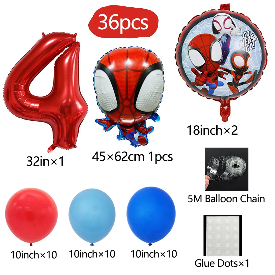 Spidey Giant Superhero Foil Balloons – Birthday Party Décor Foil Party Balloons Babs 36pcs number4