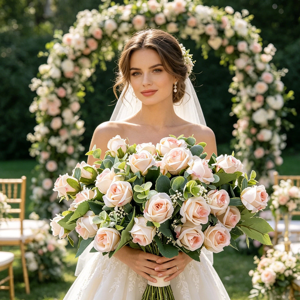 Silk Rose Artificial Flower Bouquet – Wedding & Home Décor Artificial Flower Bouquet Babs