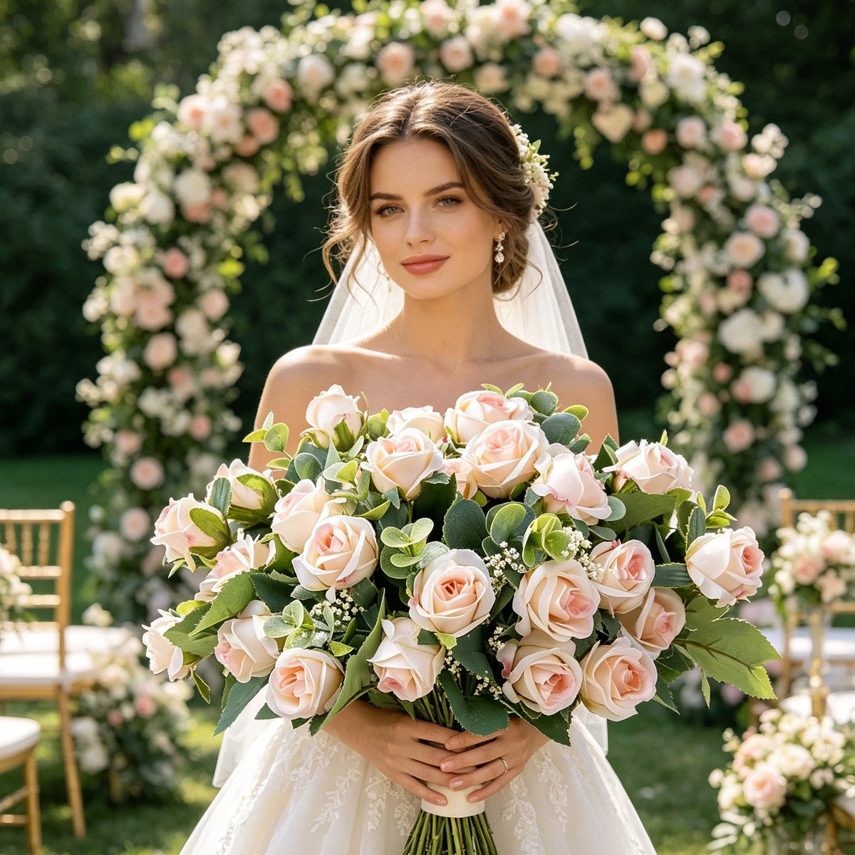 Silk Rose Artificial Flower Bouquet – Wedding & Home Décor Artificial Flower Bouquet Babs