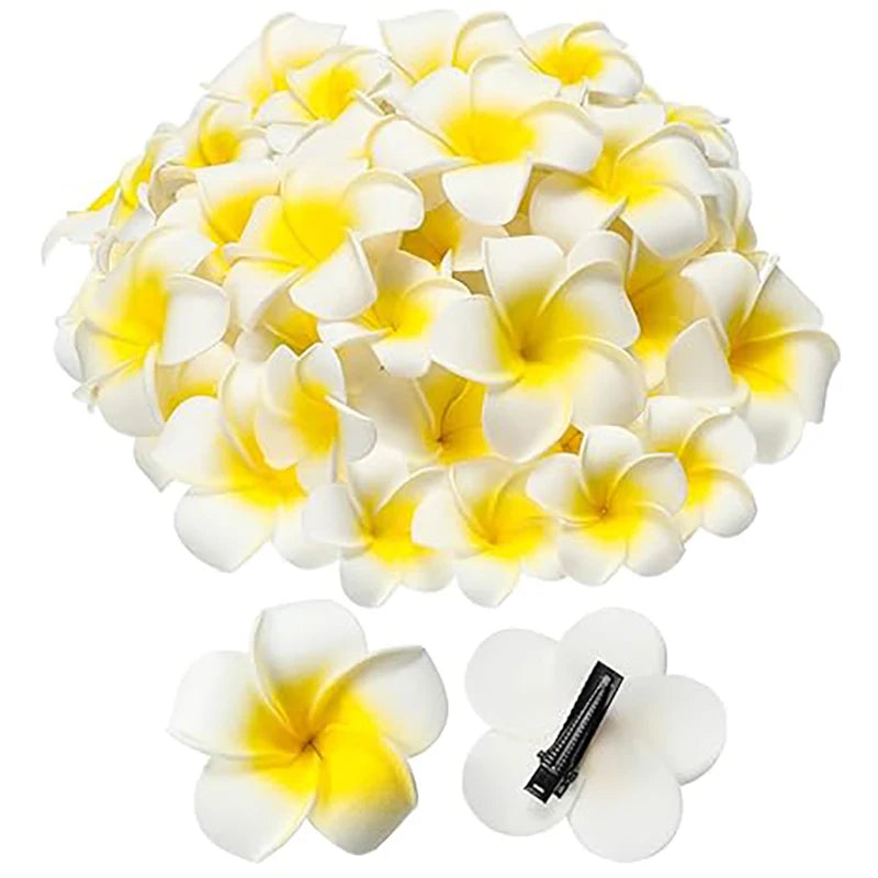 10Pcs Hawaiian Plumeria Foam Flower Hair Clips – Beach Party Flower Hair Clips Babs