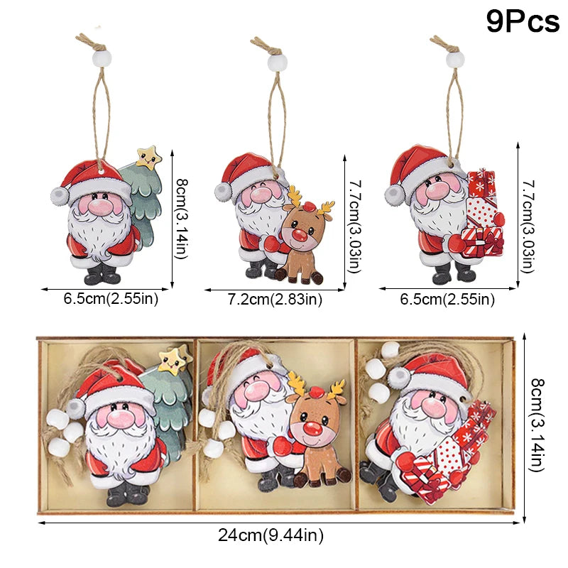 9-Piece Christmas Wooden Ornaments Set – Xmas Tree Pendants Christmas Tree Ornaments Babs B01
