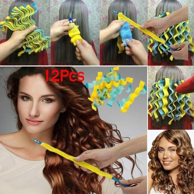 12pc Large Soft Hair Rollers Curlers DIY Salon Styling Set Hair Rollers Set Babs