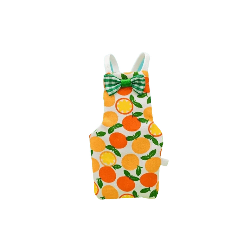 Parrot Diaper Flight Suit with Bowtie – Fruit Pattern, S/M/L Bird Flight Suit Babs Orange-S