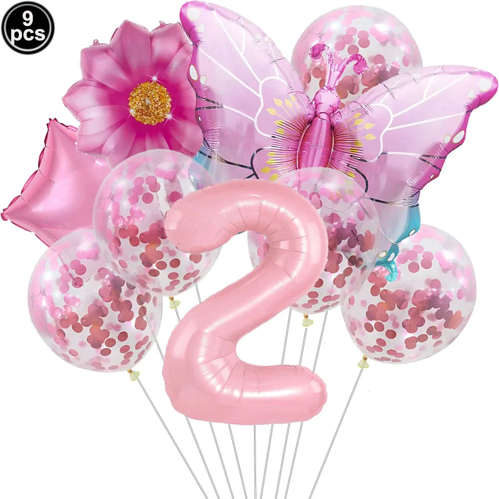 Butterfly Party Supplies Set – Plates, Cups & Foil Balloons Party Tableware Set Babs plum As pictures show