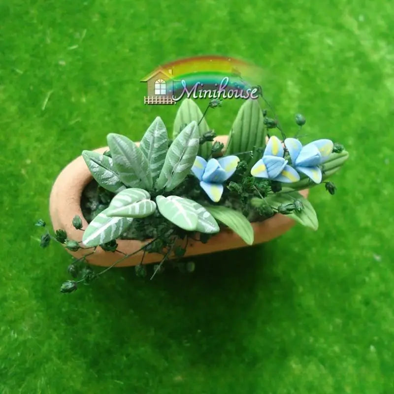 1:12 Miniature Clay Orchid Potted Plant – Dollhouse Décor Miniature Collectible Decor Babs