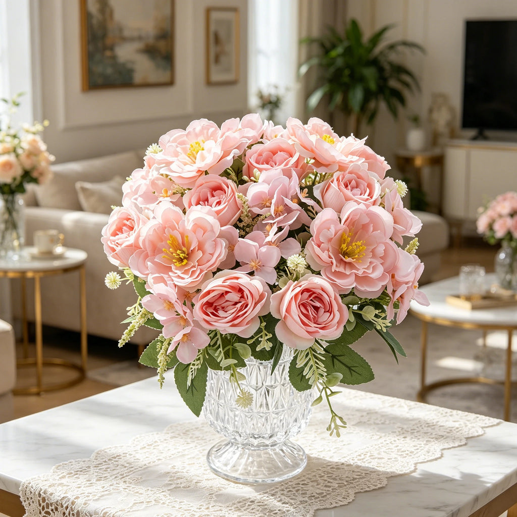 Artificial Silk Peony Hydrangea Bouquet – Wedding & Home Décor Artificial Flower Bouquet Babs