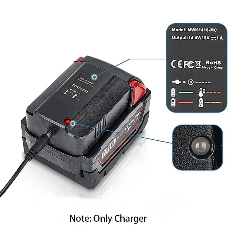 Li-ion Battery Charger for Milwaukee 14.4–18V | US/UK/EU Plug Battery Charger Babs
