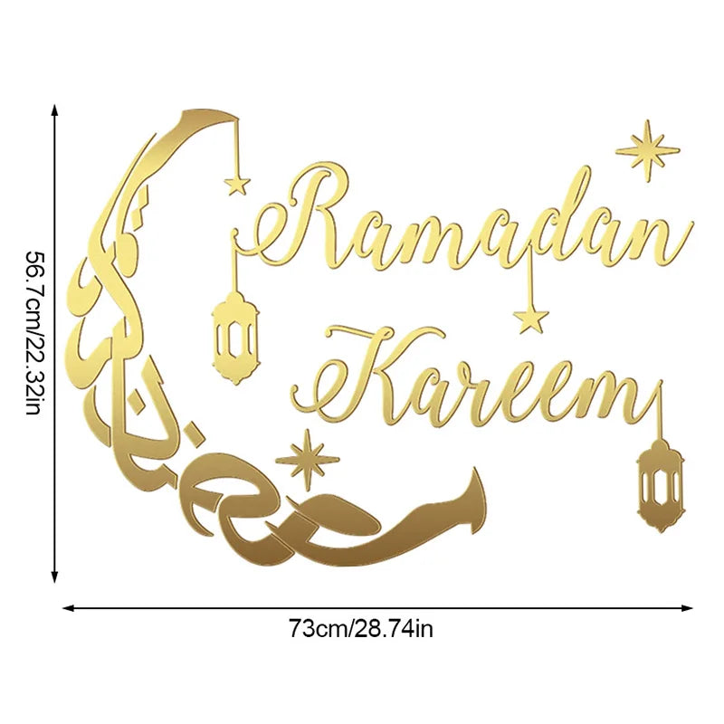 Eid Mubarak Gold Acrylic Mirror Wall Decal – Ramadan 2026 Acrylic Wall Decal Babs Gold Ramadan