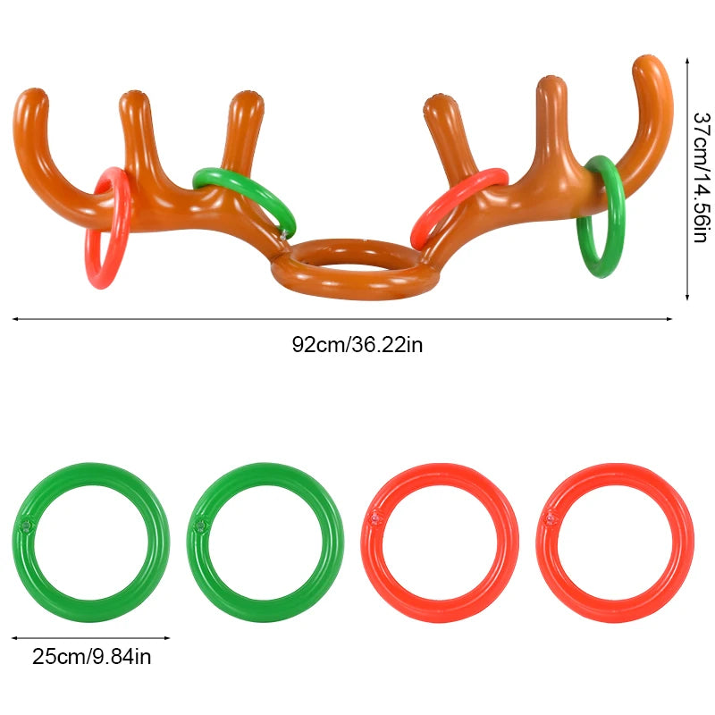Christmas Inflatable Reindeer Antler Ring Toss Game – Xmas Fun Holiday Party Game Babs