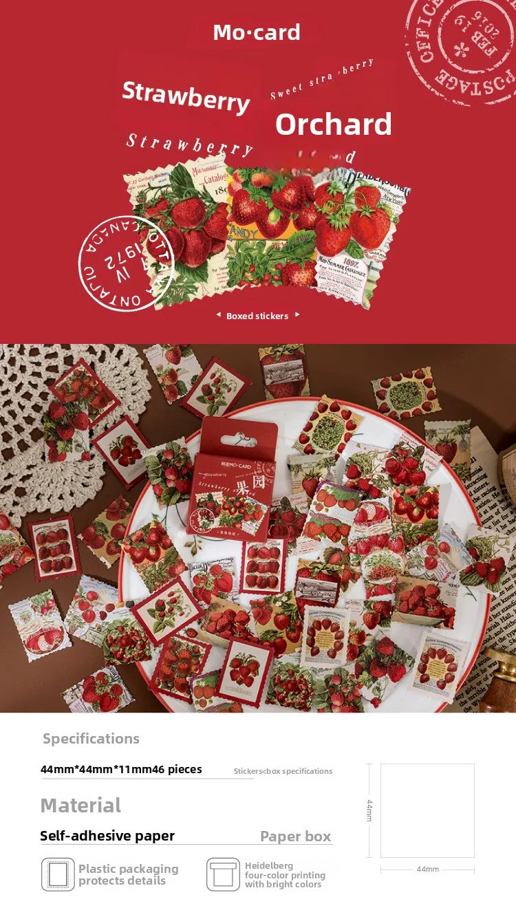 Strawberry Paper Mini Stickers for Scrapbook & Journal Craft Stickers Babs
