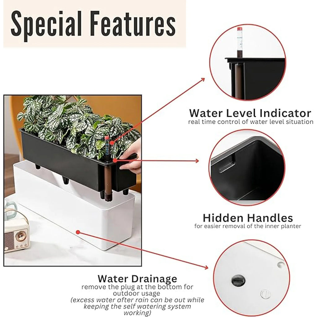 Self-Watering Planter Pot with Water Level Indicator – Indoor & Out Self-Watering Planter Babs