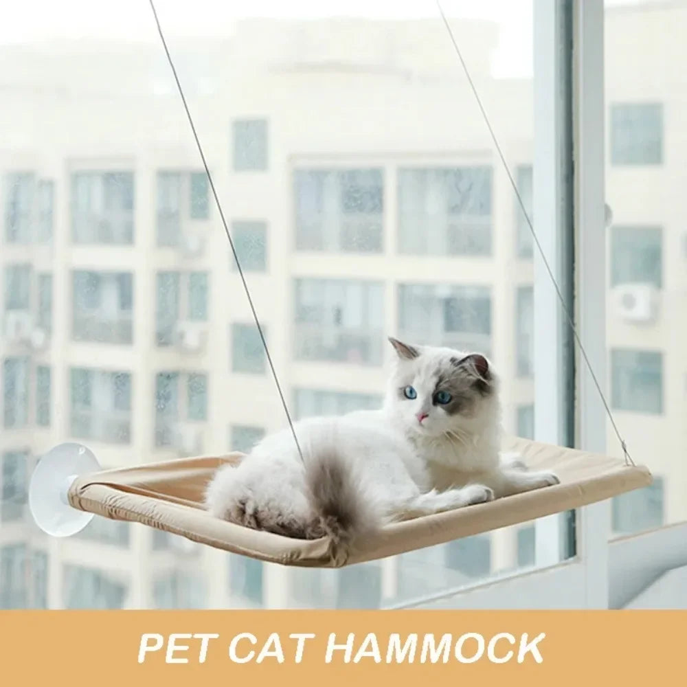 Cat Window Hammock Bed – Oxford Fabric, Suction Cup Mount, 44 lb Cat Window Hammock Babs Khak