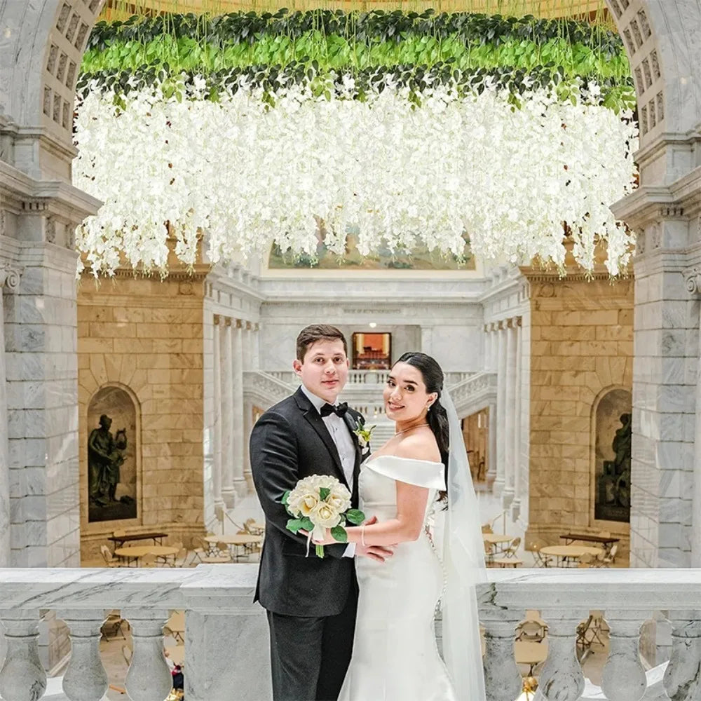 Silk Wisteria Hanging Vine Garland 110cm – 5/10Pcs Wedding Decor Artificial Flower Garland Babs