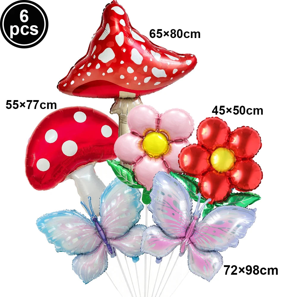 Fairy Mushroom Butterfly Rabbit Foil Balloon Set – Party Decor Party Balloon Set Babs Camouflage As pictures show