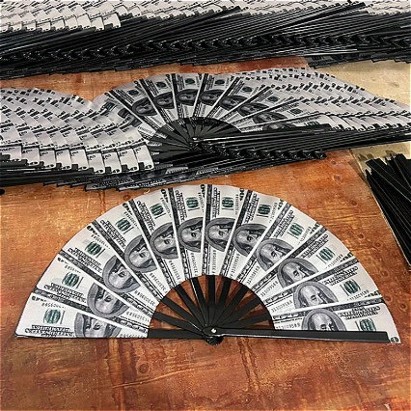 Dollar Banknote Folding Fan – Portable Novelty Plastic Fan Novelty Folding Fan Babs